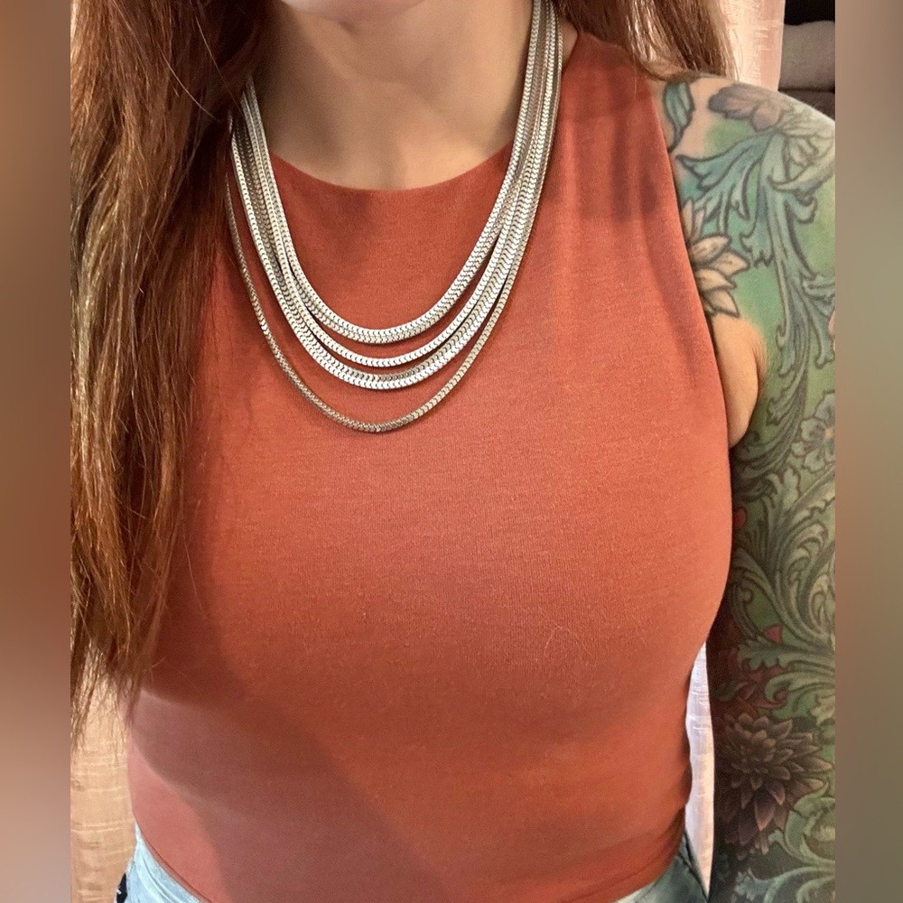 Silver and White Chain Necklace